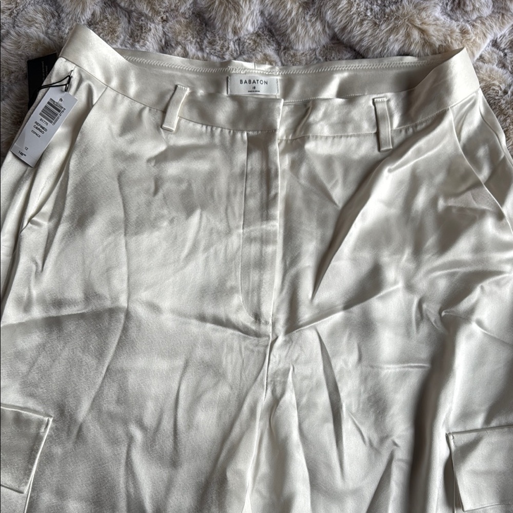 Aritzia Cream High-Waisted Trousers